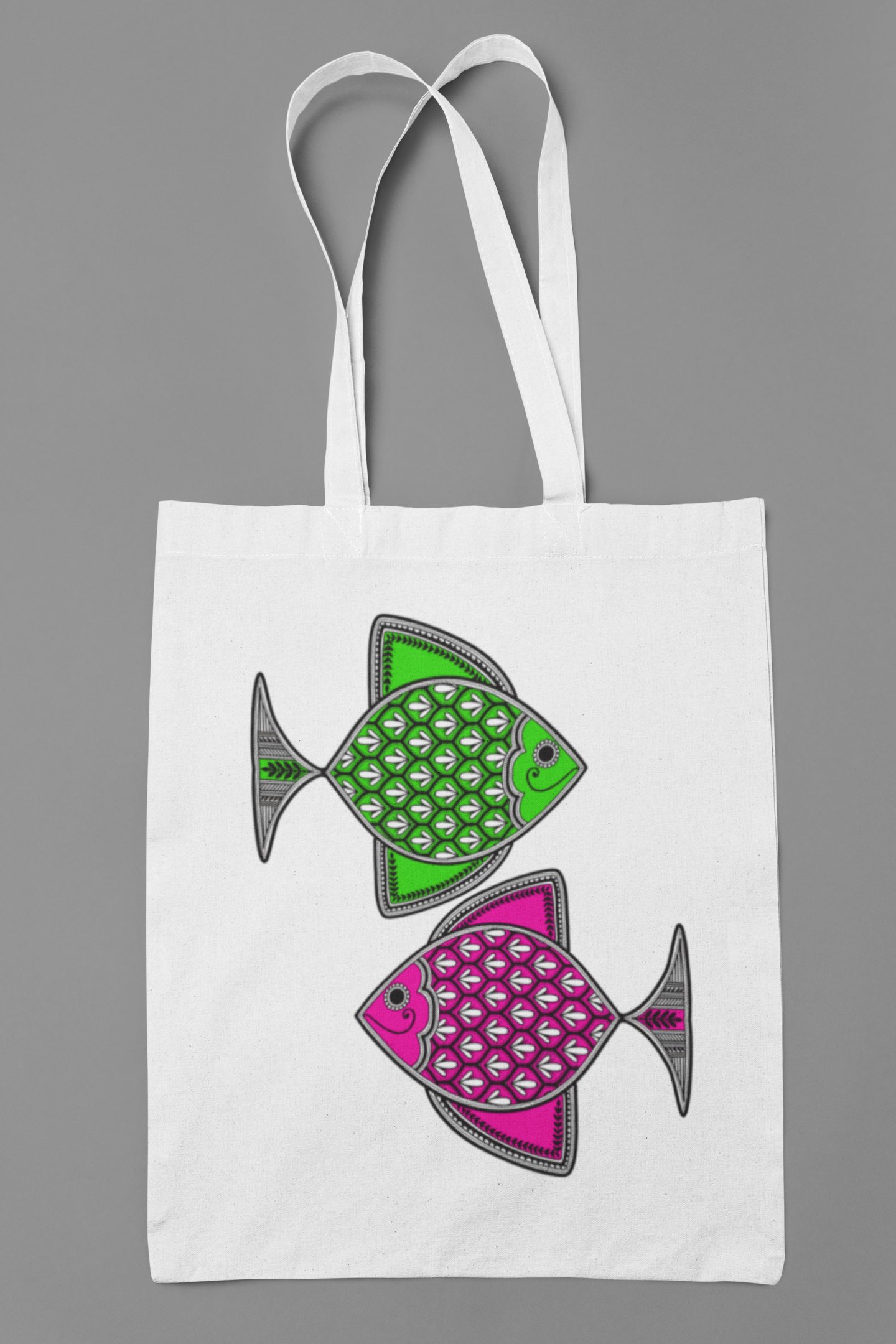 Madhubani Machali Neon Tote Bag