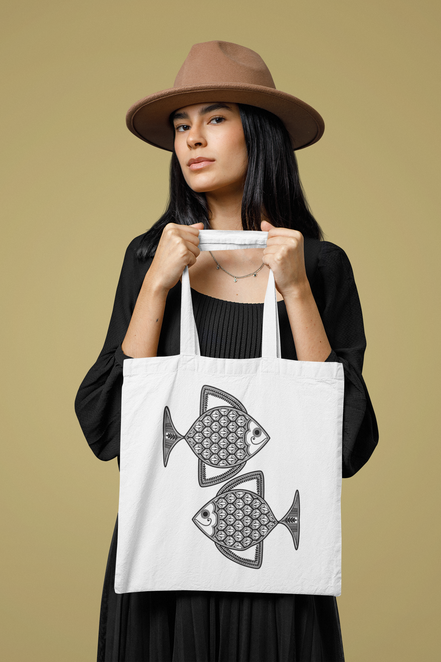 Madhubani Machali Tote Bag