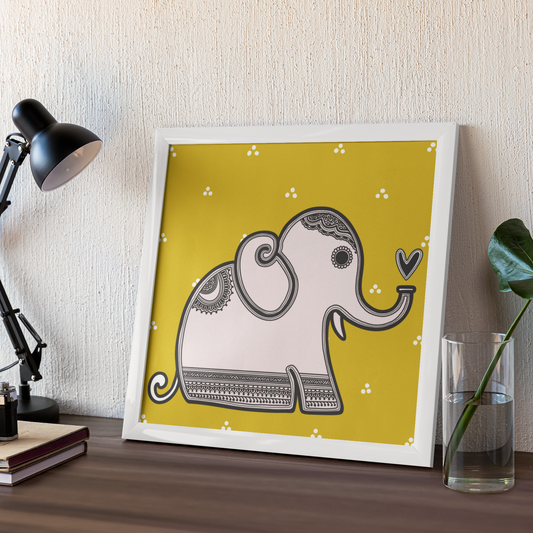 Madhubani Haathi Square Frame