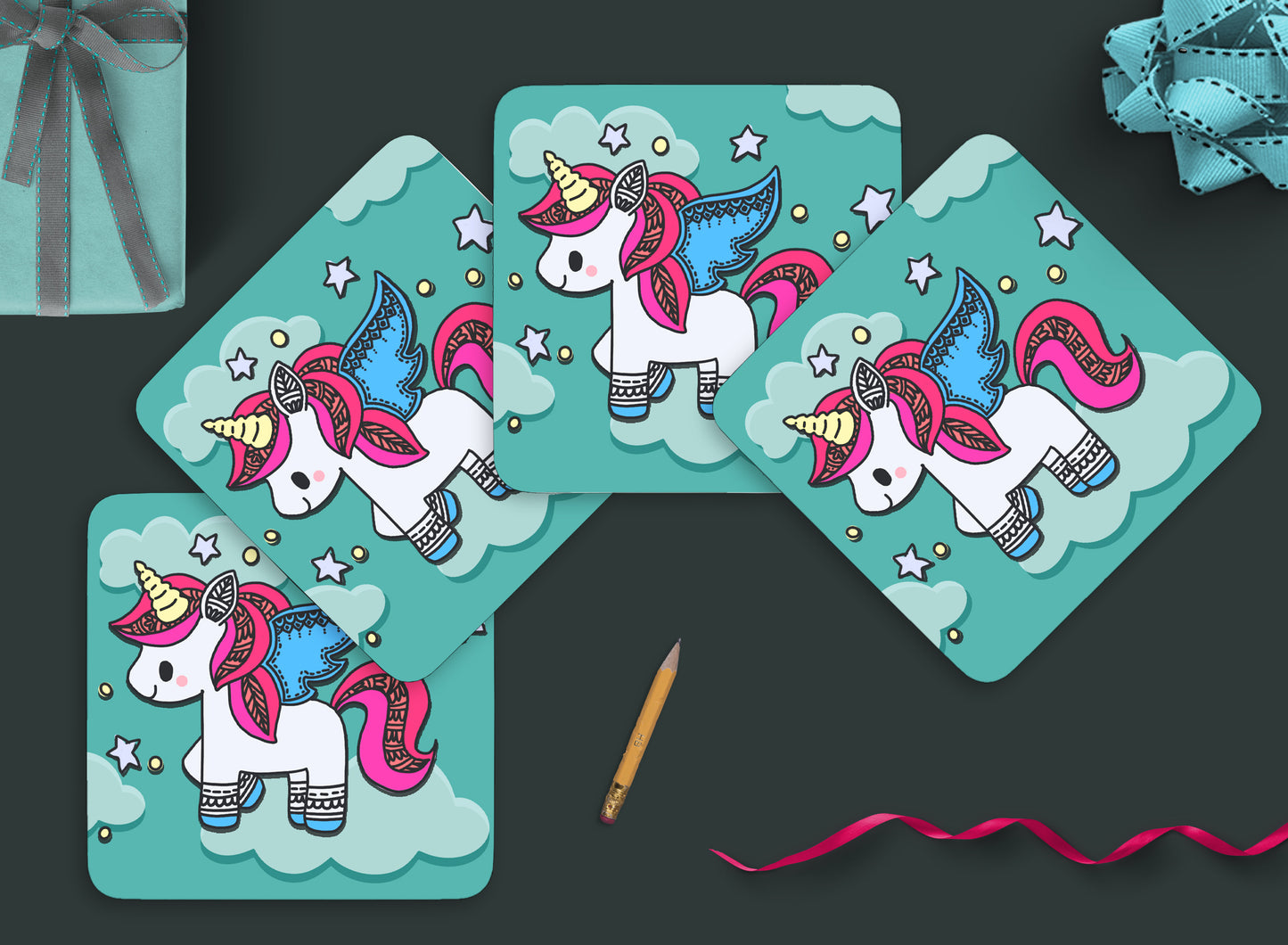 Unicorn Coasters (Set of 4)
