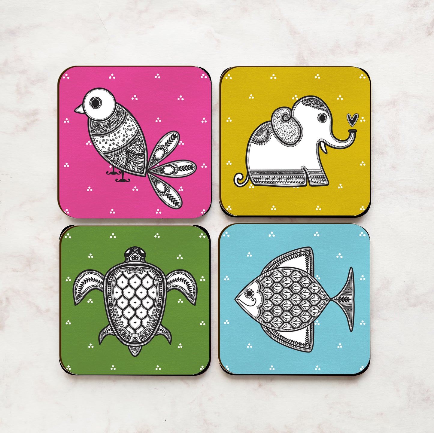 Madhubani Animals (Set of 4)