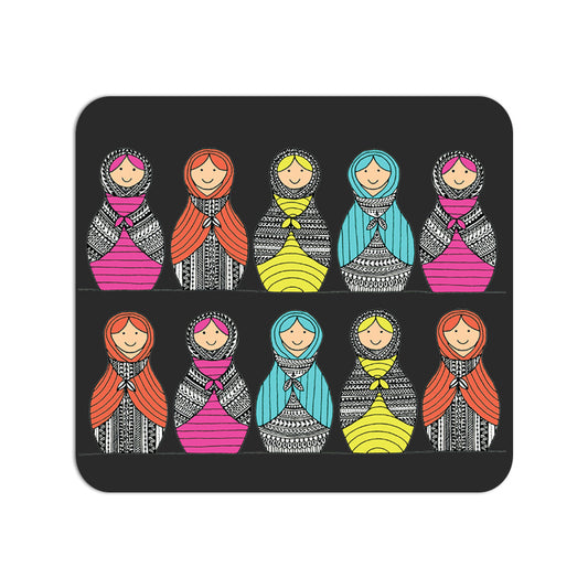 Russian Dolls Black Mouse Pad